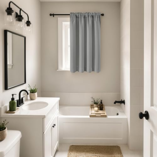Image of MIULEE Short 45 Inch Kitchen Window Cafe Curtain Light Grey Set of 4