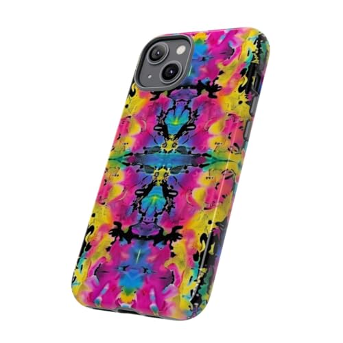 Coque iPhone 14 Plus rigide brillante protection motif abstrait multicolore vif - 2