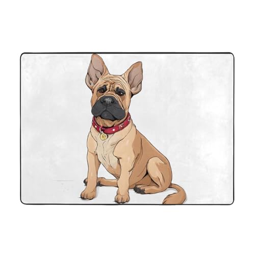 French Bulldog Printed Print Living Room Anti Slip and Absorbent Carpet, Indoor Bedroom Bed Floor Mat, Ultra Soft Washable Carpet 80x58 in
