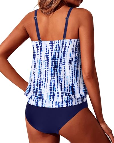 Image of Yonique Two Piece Tankini Swimsuits for Women Blouson Bathing Suits Modest Swimwear