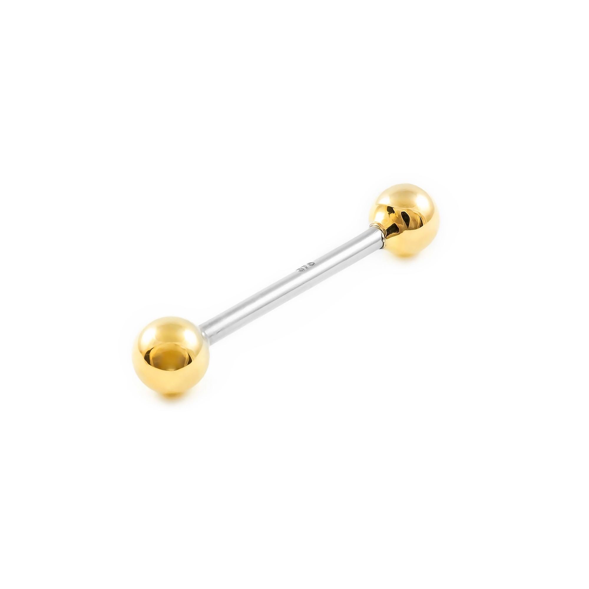 Monde Petit Piercing für Zunge Kugel 5 mm - Stahl und Gelbgold 9 Karat (375) - Geschenkbox - Garantiezertifikat