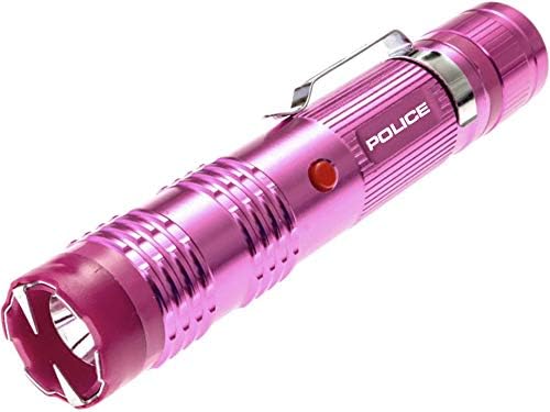 POLICE Stun Gun M12 - Aluminum Series 59 Billion Rechargeable with LED Tactical Flashlight, Pink