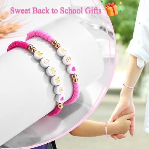 Image of Back to School Gifts Bracelet Mommy and Me Mom and Daughter Bracelets Set for 2 First Day of School Bracelet Gifts for Daughter Girls Kindergarten Preschool Pre k 1st 2nd Grade