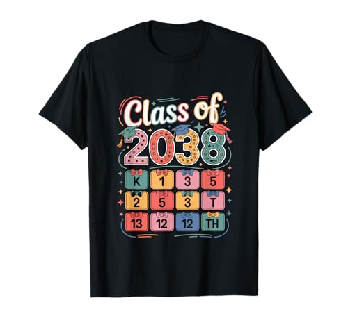 Class of 2038 Grow with Me Colorful Kids Design T-Shirt