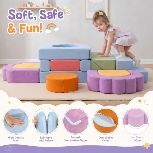 Image of Foam Climbing Toys for Toddlers, 13pcs Soft Play Climbing Blocks