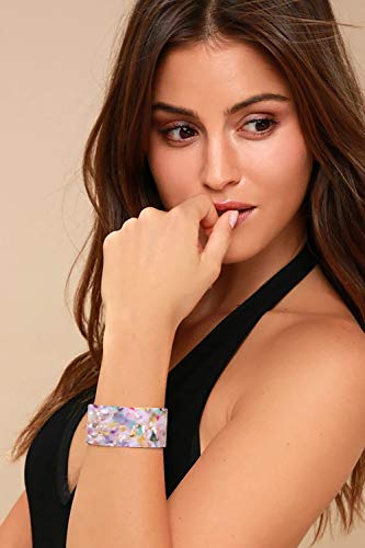 FAERLIIRY Cuff Bracelet for Women Acrylic Resin Bracelets Statement Bangle Bracelet Adjustable Bracelet Wide Chunky Bracelets for Women (Floral)4