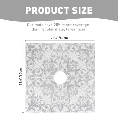 Image of Square Shower Mat Non Slip: 24 x 24 Inch Shower Mats with Drain Hole in Middle - PVC Loofah Anti Slip Shower Floor Matt for Inside Shower