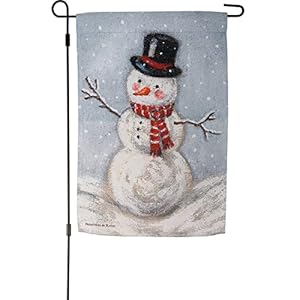 Primitives by Kathy Holiday Themed Snowman Garden Flag