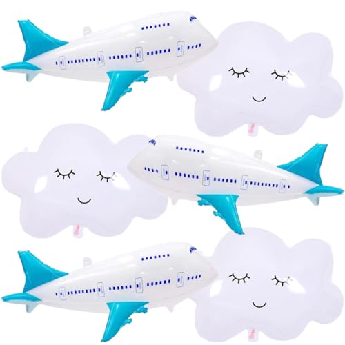 MEZHEN Balões aviões de aniversário decoração balões Foil nuvens balões para festa festa de aniversário avião Baby Shower