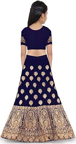 Image of Girl's Raw Silk Semi-stitched Lehenga Choli
