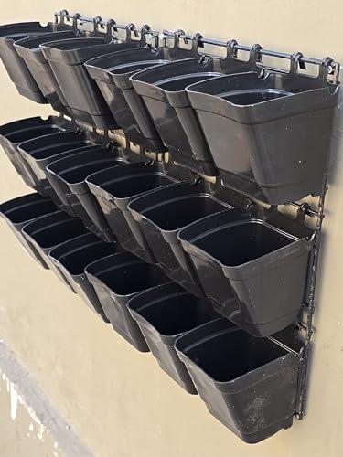 Image of ZEONELY MART Vertical Hanging Potss | wall mounting potss Plants | Vertical Garden planters pots Black Colour (4 inch- 18 pots) Set 2
