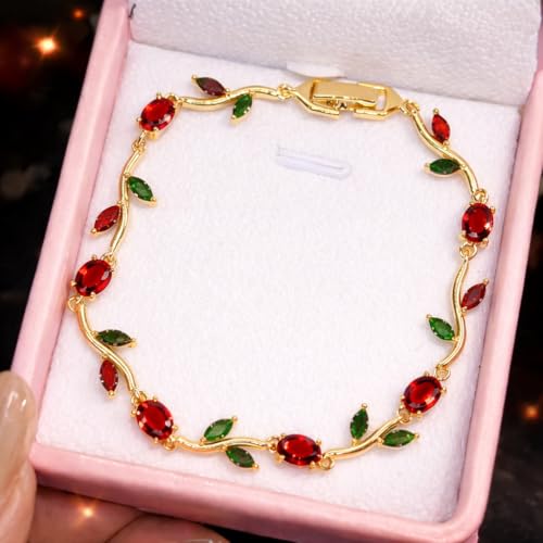 Image of Trendy Tulip Bracelet for Women | Gold Plated Pink Crystal Floral Bracelet | Elegant Minimalist Jewelry | Adjustable Chain Bracelet Gift for Girls Women | Stylish Party Daily Wear Accessory