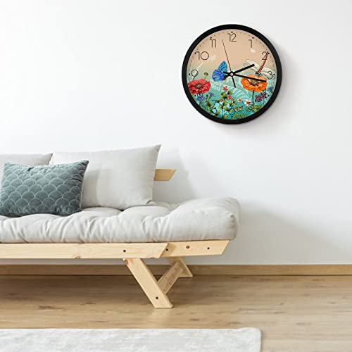 Pendule murale silencieuse pour travailler sans bruit avec design moderne de libellule
