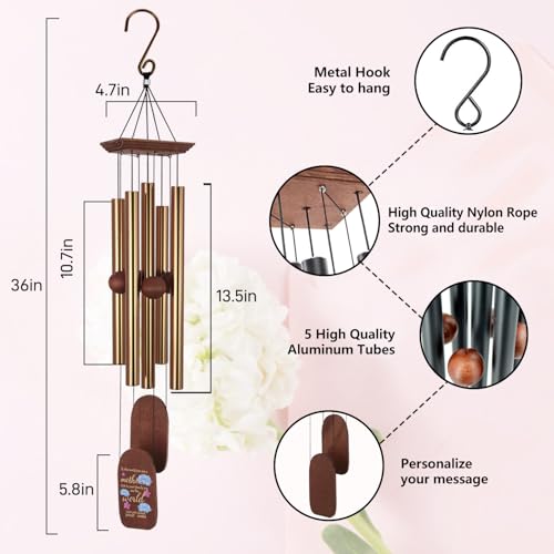 Image of ASTARIN Personalized from Daughter Son, Birthday Gift Wind Chimes for Mom Grandma Wife, Wind Chime Thank You Gift for Women Home Yard Garden Outdoor Decor