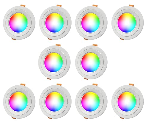 Image of MVL Light Mvl 9 Watt 9 In 1 Multicolour Led Ceiling Down Light (Red /Pink /Blue /Yellow /Violet /Green /Sky Blue /White,Aluminium) Pack Of 10