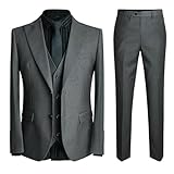 [YFFUSHI] スーツ メンズ 3点セット 大きいサイズ 2つボタン 無地 ビジネス 結婚式 面接 就職(グレー,XL)