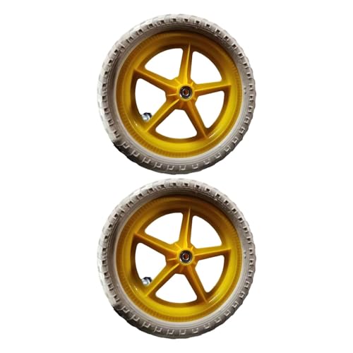 Yiju 1 Pair Balance Bike Replacement Wheels Lightweight Shock Absorption Maintenance Bike Wheels Cycling Nonslip Non Inflatable, Yellow