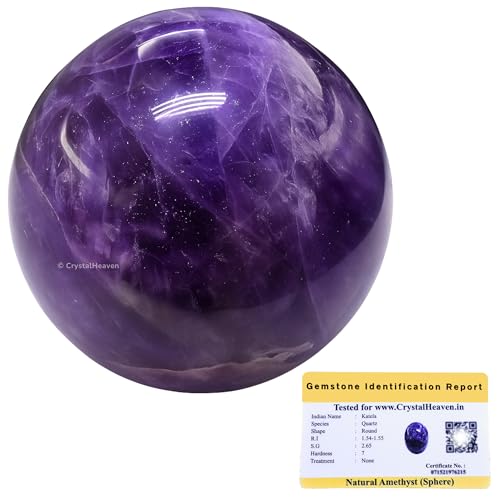 Image of Certified Amethyst Crystal Ball for Meditation | Premium Crystal Vastu Items for Home and Feng Shui Items for Good Luck - Pooja Supplies and Spiritual Practices (1 Inch)