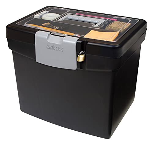 Storex Economy Portable File Box for Letter Size Hanging Files, Black (61502U01C)