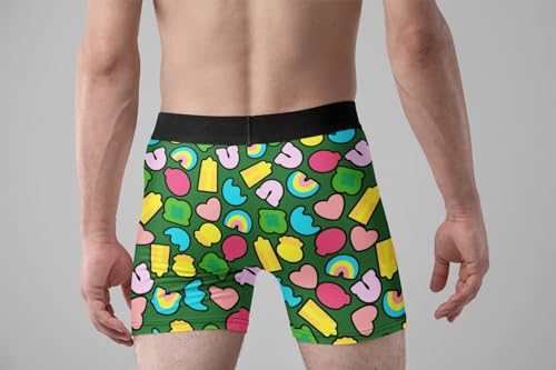 Random Stock Apparel Men's Green Checked Clover St. Patrick's Day Boxer Briefs – Luck Infused Underwear3