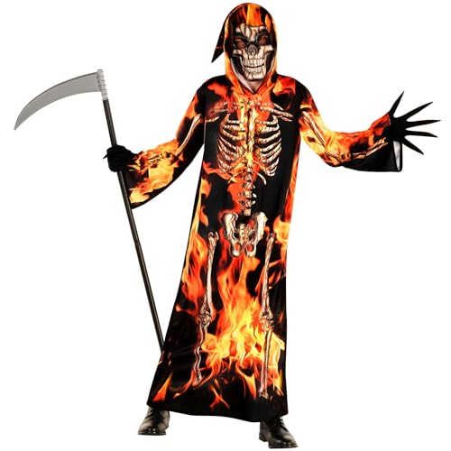 Morph Fire Grim Reaper Costume, Grim Reaper Costume Kids Boys, Skeleton Reaper Costumes Kids, Halloween Costumes For Kid