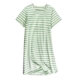 skinhug Girls Dress Cotton Shirts Green Striped Princess Dresses Kids Playwear Size 6 7