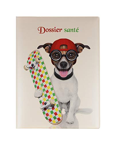 COLOR POP Dossier Sante Animaux Chien Chat CARNET Passeport Etui Ordonnance Certificat Naissance (Chien Blanc Skate)