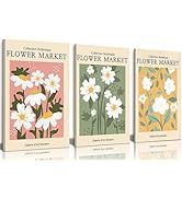 3pcs Flower Market Wall Art Boho Floral Canvas Wall Decor Danish Pastel Pictures Prints Poster Mo...