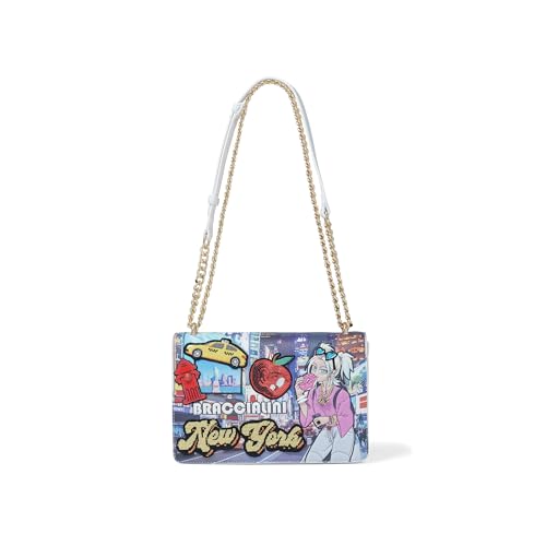 Interni ben organizzati con due tasche e chiusura a clip: Con due tasche interne e una chiusura a clip, questa borsa da donna offre ordine e sicurezza, mantenendo la linea pulita e sofisticata tipica di Braccialini.