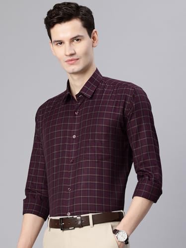 Image of Majestic Man Men's Pure Cotton Slim Fit Checkred Full Sleeve Classic Collar Everyday Formal Shirt