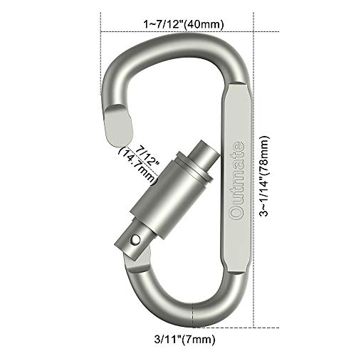 Outmate Premium Aluminum D-Ring Locking Carabiners (Pack of 6) - Lightweight & Durable for Hiking, Camping, Keychains, Dog Leashes & More - NOT for Climbing - Image 3