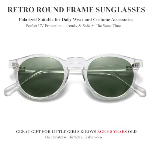 Image of Gleyemor Kids Polarized Cute Round Sunglasses for Kids Girls Boys Age 3-8