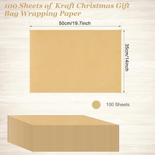 Image of 100 Sheets Kraft Tissue Paper Artdly 14 x 20 Inches Kraft Wrapping Paper Bulk for Weddings Birthday DIY Project Christmas