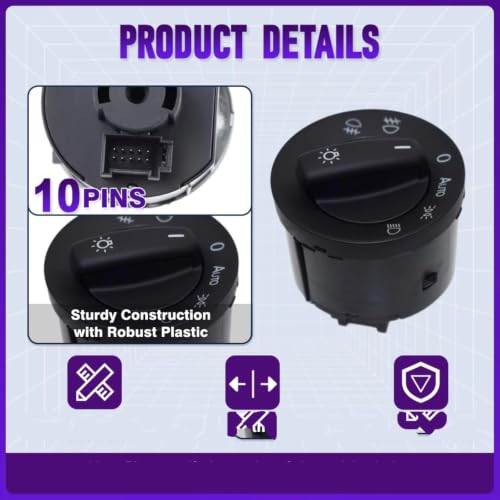 Interruptor luz faros perilla 1K0941431AS compatible con VW CC y Rabbit 4
