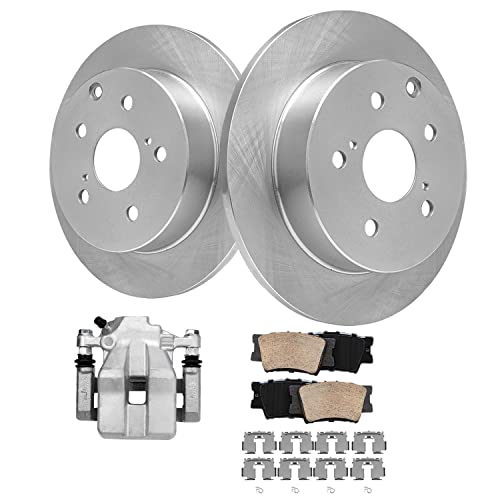 Image of Detroit Axle - Rear Disc Brake Rotors Ceramic Brake Pads + Driver Side