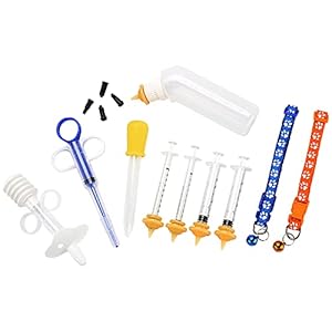Feeding Bottle Syringe Nipple Kit,with Collar,Droper and Pet Pill Dispenser for Puppies, Kitten and Other Animals,