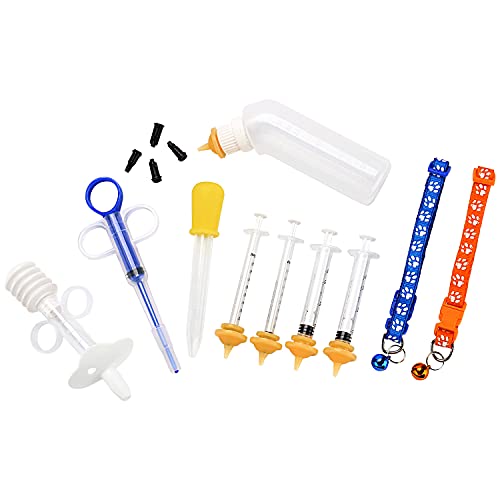Feeding Bottle Syringe Nipple Kit,with Collar,Droper and Pet Pill Dispenser for Puppies, Kitten and Other Animals, Feeding Bottle Syringe Nipple Kit,with Collar,Droper and Pet Pill Dispenser for Puppies, Kitten and Other Animals,