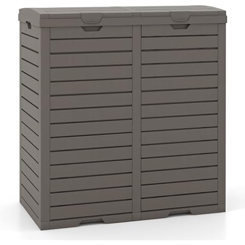 COSTWAY Outdoor Double Bin Trash Can Cover