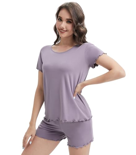Image of WiWi 3 PCS Pajamas for Women Set Short Sleeve Pajama Sets Capri and Shorts Pj Sets Super Soft Cooling Sleepwear S-XXL