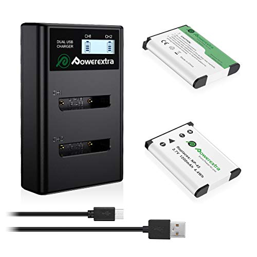 Powerextra 2x Batterie + Dual LCD Chargeur pour Fujifilm NP-45A NP-45B NP-45S, Fujifilm FinePix XP20 XP22 XP30 XP50 XP60 XP70 XP80 XP90 XP120 XP130 T350 T360 T400 T500 T510 T550 T560 JX500 JX520 JX550
