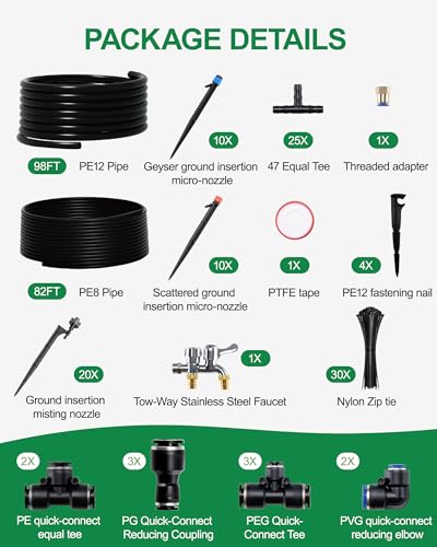 IRRIGARDENER Drip Irrigation System for Garden, 180FT Tubing - image 2