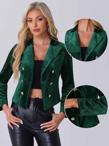 Allegra K Velvet Blazer Jacket for Women's Notch Lapel Open Front Long Sleeve Party Cocktail Velour Sports Coat2