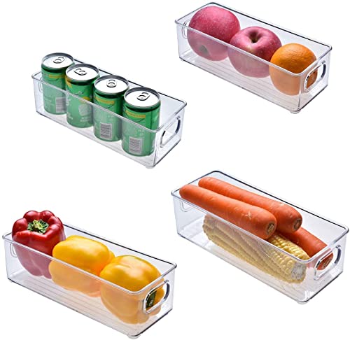 Kühlschrank-Organizer-Behälter - 4 Stück, für Kühlschrank, Gefrierschrank, Küchenschrank, Speisekammer-Organisation, stapelbarer Kunststoff-Aufbewahru Cover