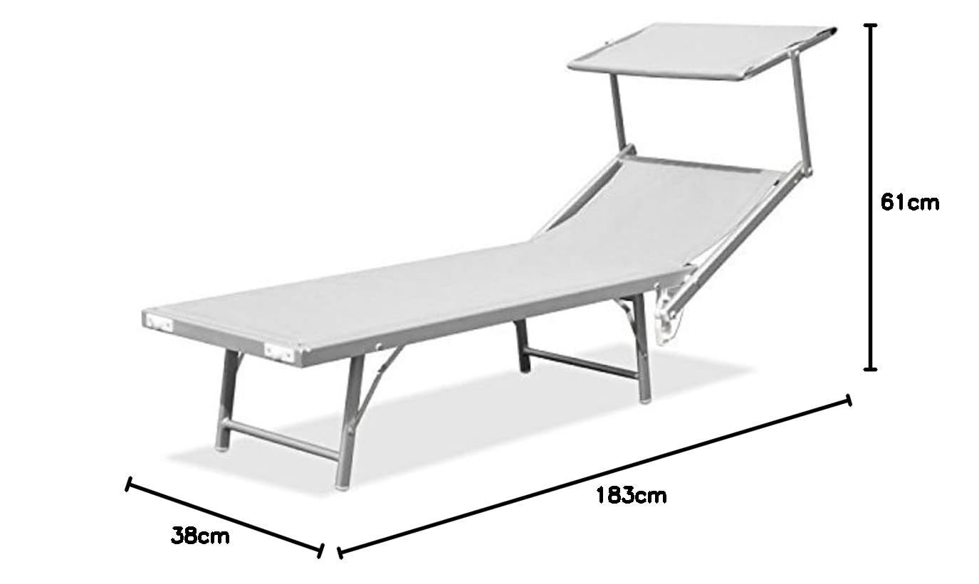 Linea Garden Friend Lettino Mare Ibiza in Textilene 580 Gr/M² Colore Bianco, 183 x 61 x 38 cm