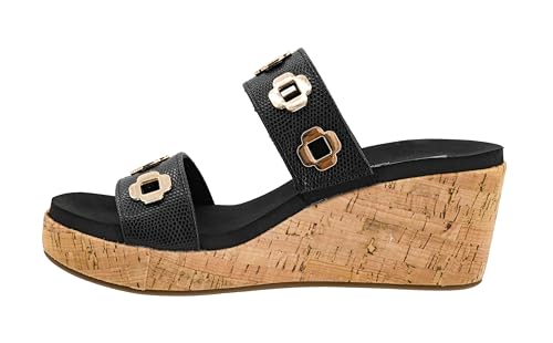 Corkys Footwear Hi Tide Double Strap 2.5-Inch Wedge - Featuring Two Metal-Accented Straps, A Cushioned EVA Insole For All Day Wear, Easy and Convenient Slip-On design