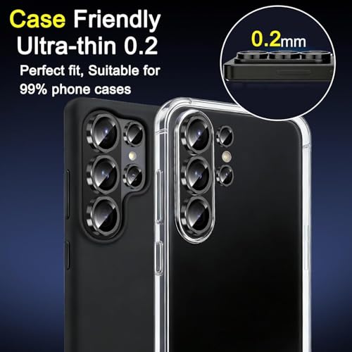 Image of Camera Lens Protector Compatible with Galaxy S26 Ultra | 9H Tempered Glass Lens Guard | HD Clear Scratch Resistant | Full Coverage | Case Friendly | Easy Installation | Black