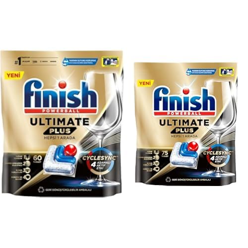 Finish Ultimate Plus 60 Kapsül Bulaşık Makinesi Deterjanı Tableti (1 x 60 Kapsül) ve Finish Ultimate Plus 75 Kapsül Bulaşık Makinesi Deterjanı Tableti (1 x 75 Kapsül)