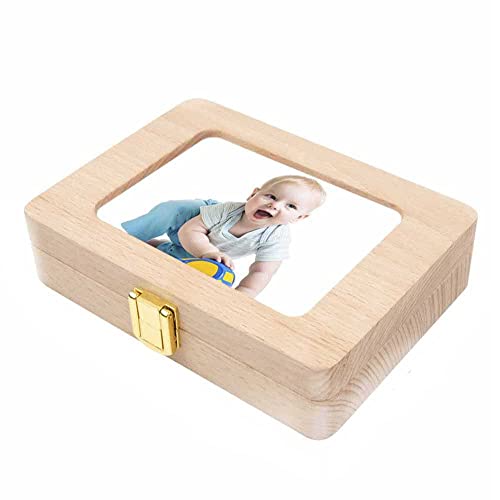 ATIN Baby tanden doos, houten kinderen tanden organizer doos met fotolijst geheugen, melk tanden opslaan organizer kit voor kinderen melk tanden lanugo geheugen opbergdozen - Image 7