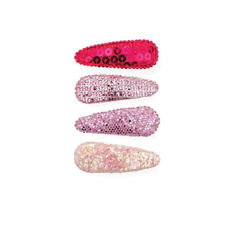 Mia Snip Snaps-Hair Accessories, Metal Hair Clips, Hair Barrettes, Sparkly Sequins and Metallics, Pinks, Silver, Gold, Black, Gray, for Women, Girls, Dancers, Gymnasts, Cheer 8 Pcs