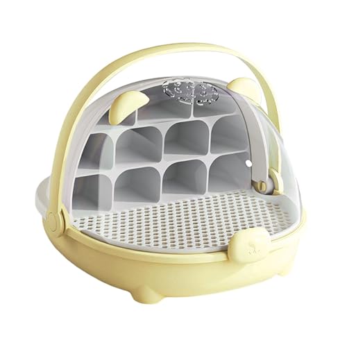 Dualoai Silkworm Growth Box Reptile Feeding Box Clear Breathable Silkworm Transport Container Small Animal Breeding Container, Yellow